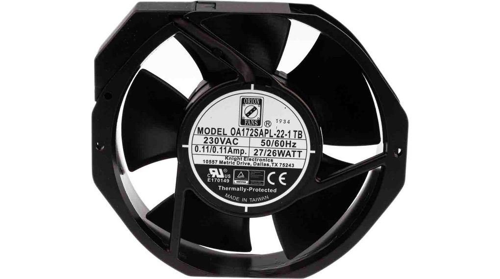 Axial Fan AC Ball 150x172x38.5mm 230V 180mA 58dBA 384.7m³/h IP44